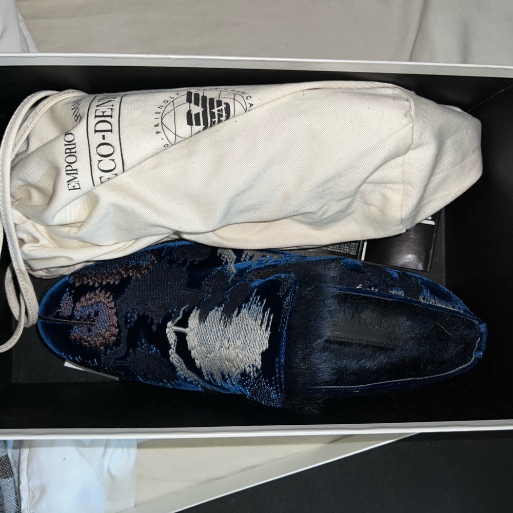 Emporio Armani - Blue Suede Shoes w/ hand embroidery
